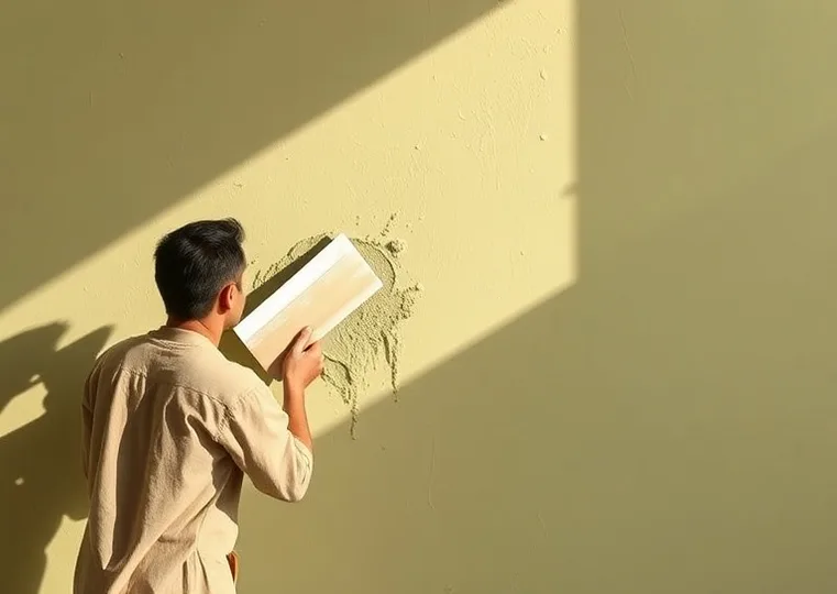 Application d'un enduit décoratif à la lisseuse sur un mur