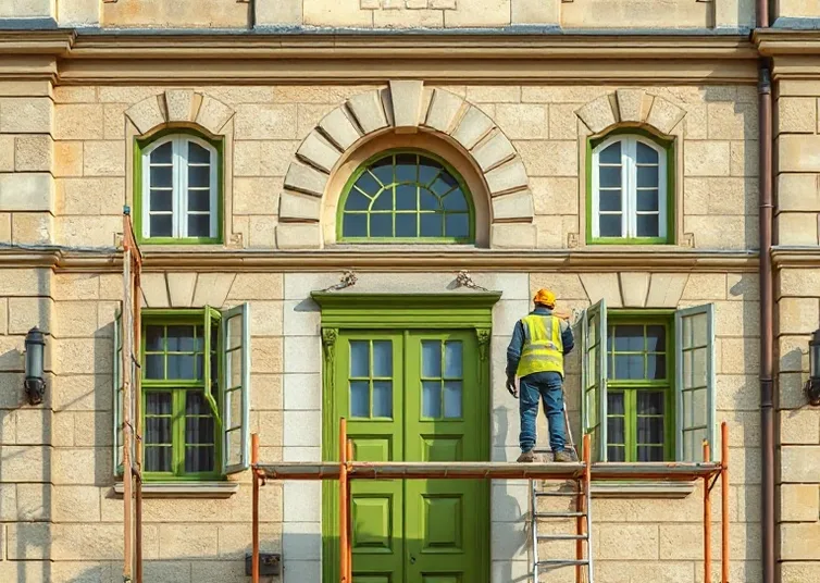 Ravalement de façade en pierre, nettoyage et application d'enduit